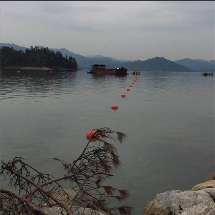 深水区域警示浮筒装置 PE浮筒串联水面橘色警示浮体