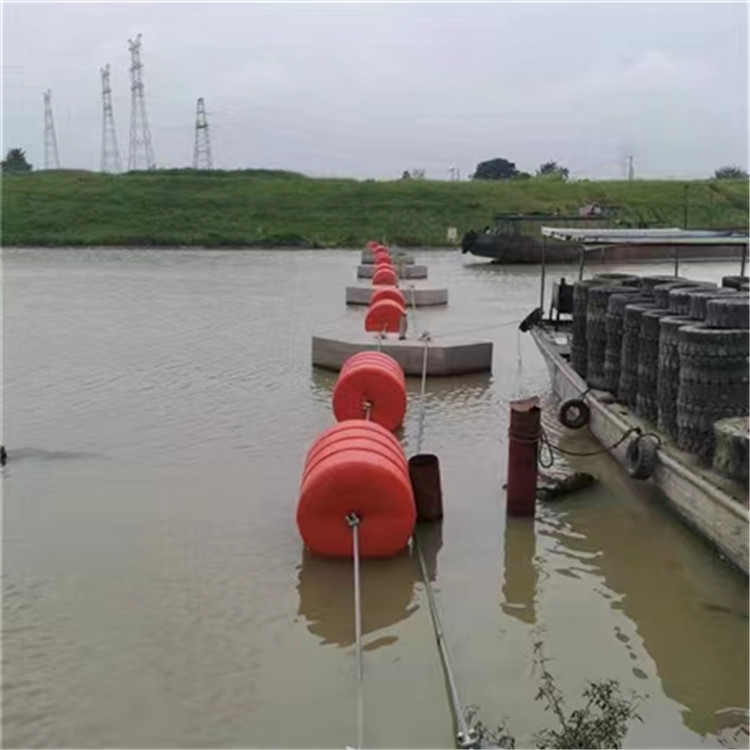 深水区域警示浮筒装置 PE浮筒串联水面橘色警示浮体